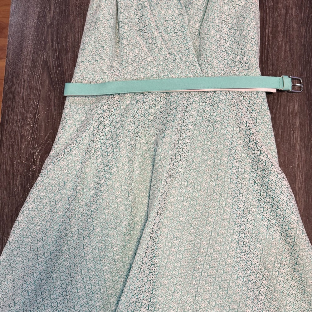Evan Picone Strapless Mint Dress with Belt